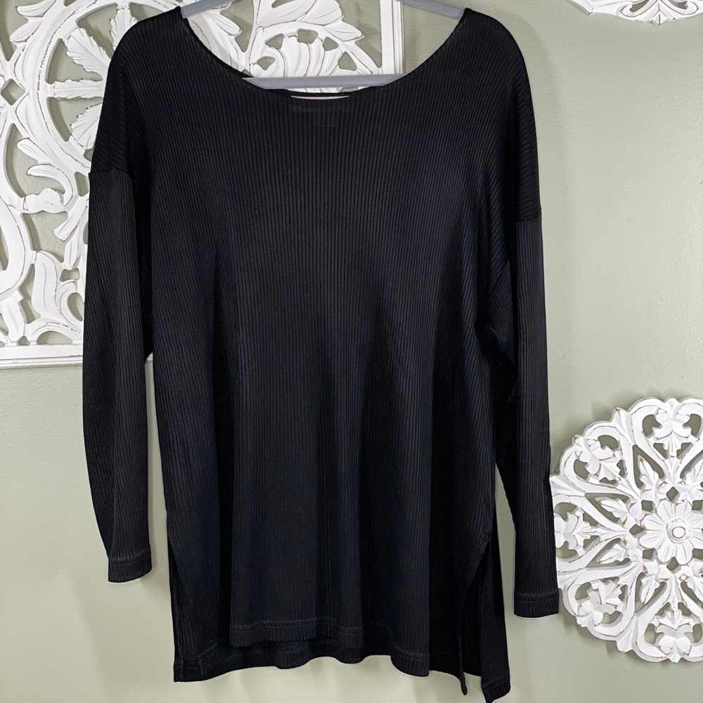 Vintage The Limited Black Ribbed Semi-Sheer Long Sleeve